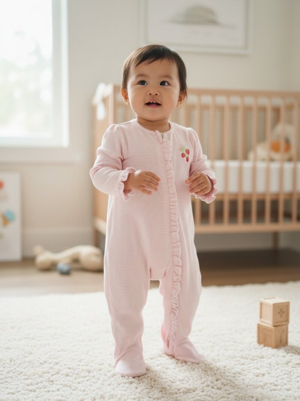Little Me 2-Pack Footed Sleepers Baby Girl Pink Floral Size 9M
